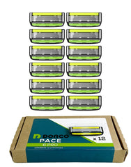 Dorco Pace 6 Pro cartridge close-up shows six blades for a close shave