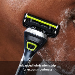 Dorco Pace 5 Pro razor side view highlights precision trimmer for detailing near edges