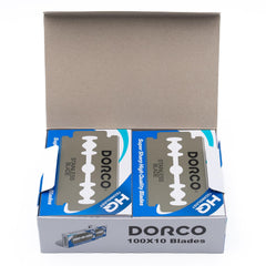 Dorco ST300 safety razor setup shows ready blades for precise, comfortable daily grooming.