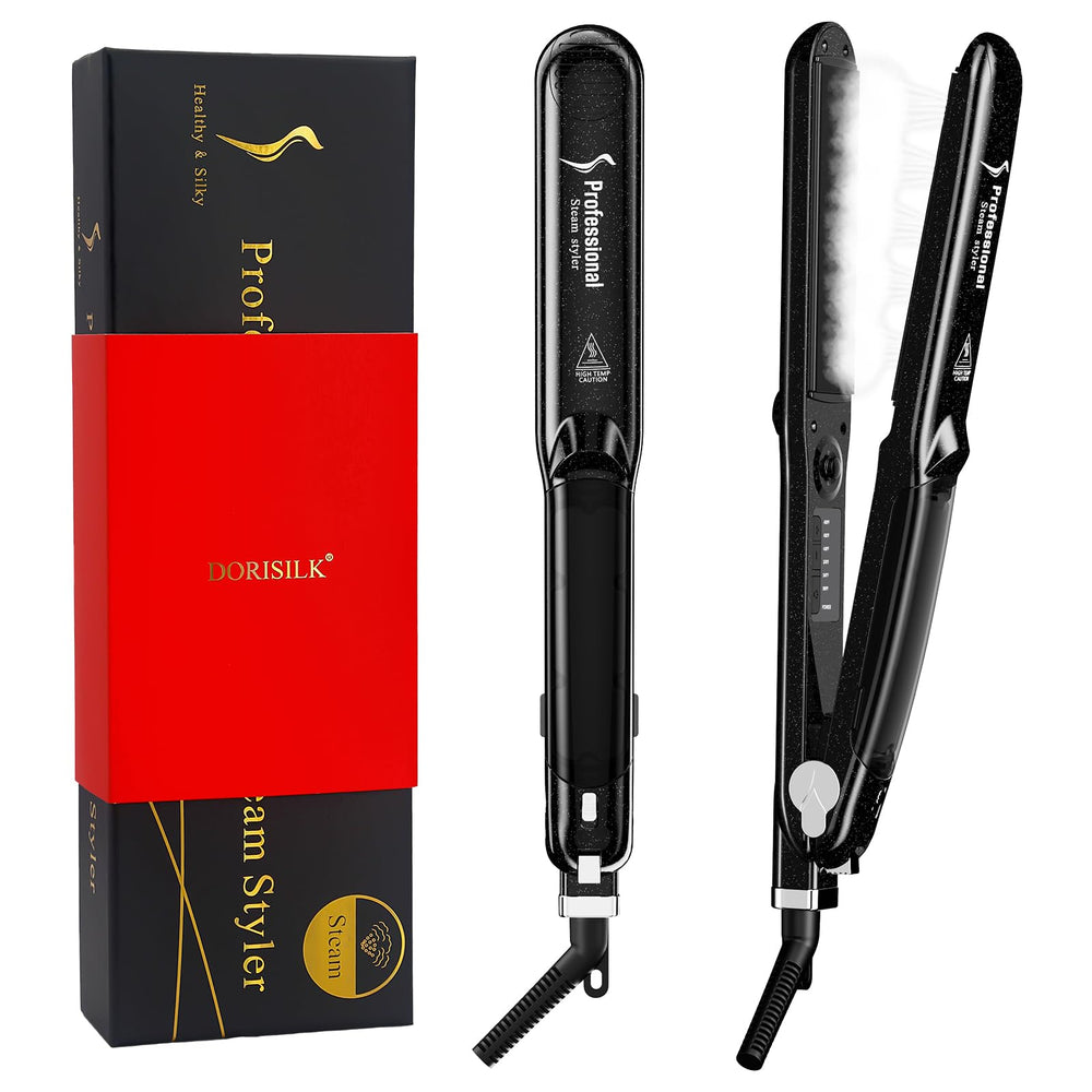 DORISILK 2.0 steam straightener with LED display for precise temperature control.