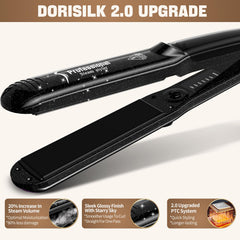 DORISILK 2-in-1 straightens and curls for versatile styling options.