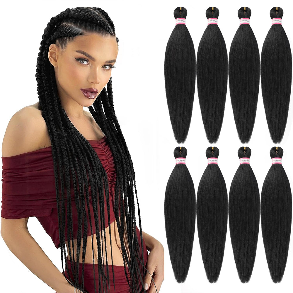Dorsanee pre-stretched braiding hair 1b closeup, soft yaki texture for natural braids.