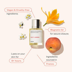 Dossier Fruity Jasmine bottle angled suggests a luxurious fragrance for special moments.