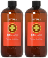doTERRA On Guard foaming hand wash bottle shows gentle cleansing for sensitive skin