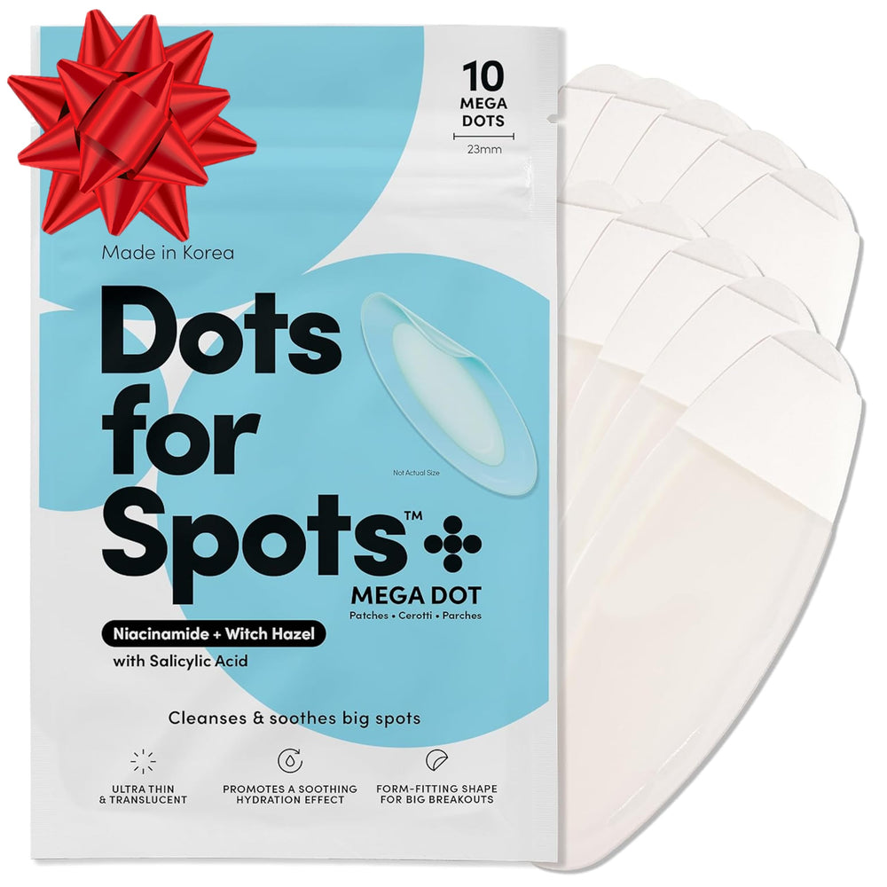 Dots for Spots large pimple patches on face closeup offer discreet, fast-acting coverage.