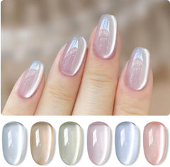 Double Rhythm cat eye gel polish kit collection with six colors for chic home nails.