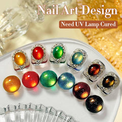 Double Rhythm cat eye polish red bottle offers vibrant color pop with magnetic shimmer.