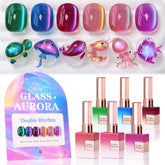 Double Rhythm cat-eye polish bottle with magnetic shimmer for at-home nail art.