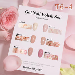 Double Rhythm gel polish swatches on wheel for shade comparison.