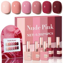 Double Rhythm burgundy gel polish bottle close-up showing rich color and high-gloss finish.
