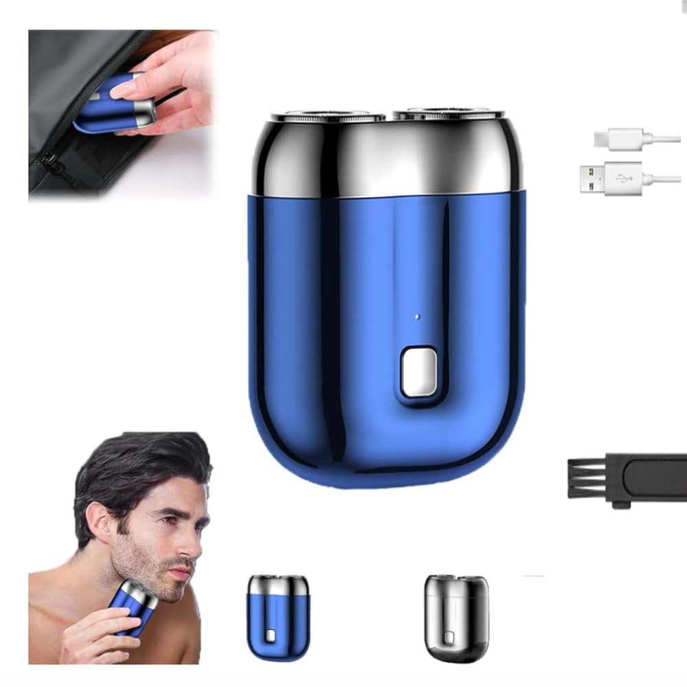 DOUNIU mini dual-head shaver front view for easy on-the-go shaving.