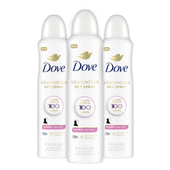 Dove Advanced Care Clear Finish Antiperspirant Spray can demonstrates invisible protection for all-day wear