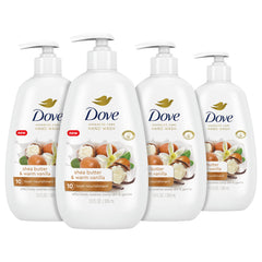 Dove Advanced Care Hand Wash bottle showcasing shea butter and warm vanilla hydration for soft skin
