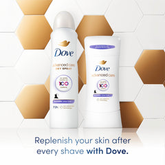 Dove Advanced Care Sheer Fresh stick texture closeup emphasizes invisible, no-white-marks finish.