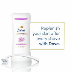 Dove Advanced Care Waterlily & Sakura Blossom stick being applied underarm after shaving