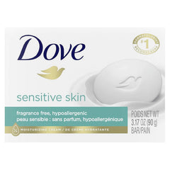 Jabón Dove para piel sensible, barra de 89 g, paquete de 4 para uso diario.