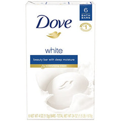 Dove Beauty Bar Blue Unscented image emphasizes skin-softening benefits for face, body, and hands.