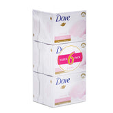 Dove beauty cream bar soap pink six-pack front view demonstrates soft skin benefits.
