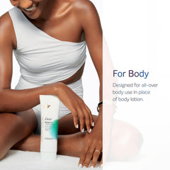 Dove Body Cream Serum sheer application spreads evenly on skin.