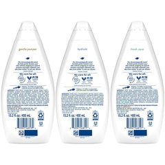 Dove Gentle Pamper bottle pour shows mild formula for sensitive skin care.