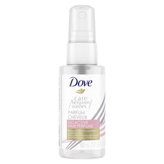 Dove Care Between Washes hair perfume bottle close-up delivering lasting freshness between washes.
