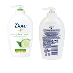 Dove Caring Hand Wash foam texture on hands, showing light hydration and freshness.