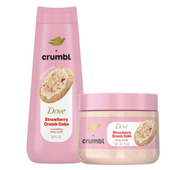 Dove Crumbl moisturizing body wash bottle with strawberry crumb cake scent for hydration