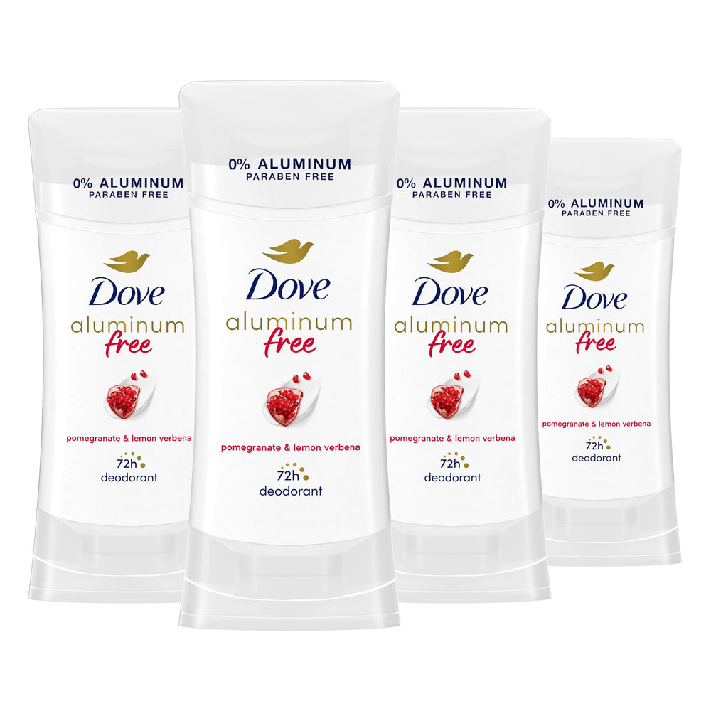 Dove aluminum-free deodorant stick in compact packaging for on-the-go freshness.