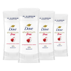 Dove aluminum-free deodorant stick in compact packaging for on-the-go freshness.
