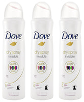 Dove Dry Spray invisible bottle shows no white residue for a clean look.