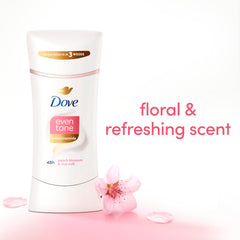 Dove Even Tone 48hr protection label indicates long-lasting odor and sweat defense.