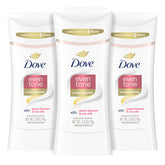 Dove Even Tone peach-blossom stick application shows smooth glide for quick underarm refresh.