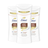Dove Even Tone Shea Butter & Vanilla pack front shows 3-pack value and protection.