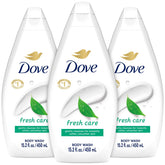 Dove Fresh Care body wash pack front view highlighting refreshing scent.