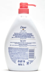 Dove Go Fresh Revive bottle closeup lather highlights gentle cleansing and rich foam.