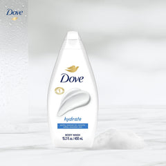 Dove Hydrate pack-shot shows two 15.2 oz bottles for sharing.