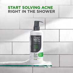 Dove Men+Care Acne Clear foaming-lather demonstrates rich, refreshing cleansing.
