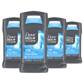 Dove Men+Care Cool Fresh antiperspirant stick packaging promotes all-day confidence.