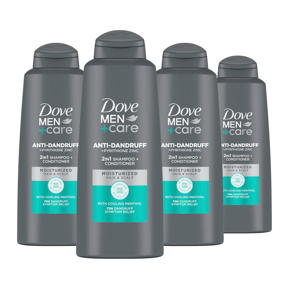 Dove Men+Care Dandruff Defense 2-in-1 bottle front promotes stronger hair.