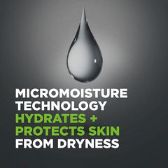 Dove Men+Care Extra Fresh bottle pour demonstrates quick lather for on-the-go mornings.