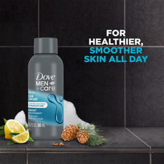 Dove Men+Care micro-moisture drops illustrate long-lasting hydration concept.