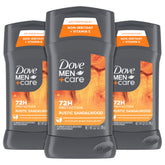 Dove Men+Care Rustic Sandalwood deodorant stick close-up for all-day odor protection