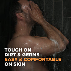 Dove Men+Care Skin Defense bar wet-hands rinse demonstrates easy cleansing