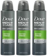 Dove Mens Antiperspirant Extra Fresh three-pack front view showing value and protection