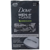 Dove Men+Care charcoal clay bar six-pack front view for daily cleansing