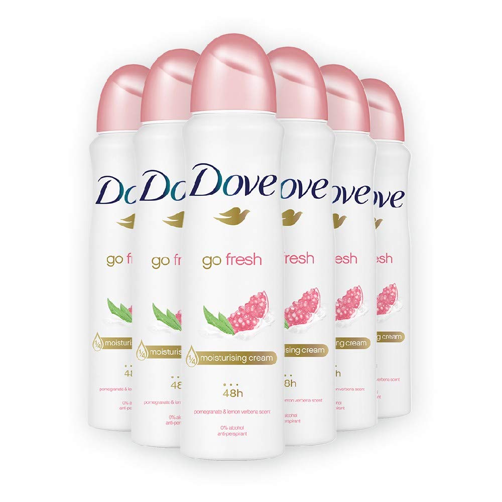 Dove Red Body Spray Pomegranate bottle front for a refreshing post-shower scent