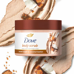 Dove Scrub Brown Sugar and Coconut Butter cream-lather helps gentle cleansing with exfoliation.