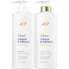 Dove Shampoo volume bottle pump boosts lift for fuller-looking hair.