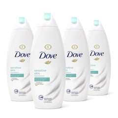 Dove sulfate-free sensitive skin body wash front bottle for daily gentle cleansing.