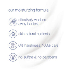 Dove in-shower scene shows creamy lather and soothing cleanse.